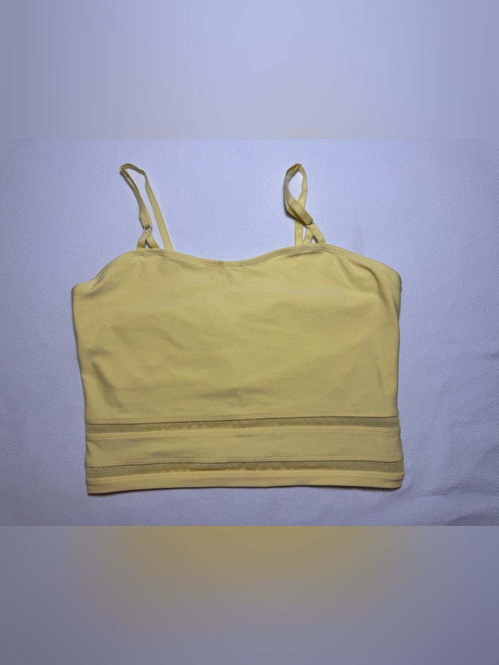 Nike Women’s Y2K Dri-FIT Shelf Bra Athletic Cami Tank Top Butter Yellow Large - Picture 2 of 5